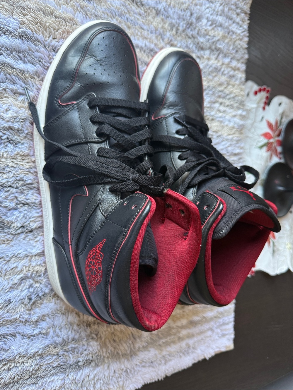 Jordan Black and Red High-Top Sneakers